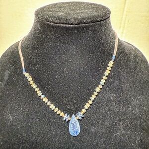 Peyote Bird Necklace 18in Artisan Genuine Stone Sterling Silver Leather Cord